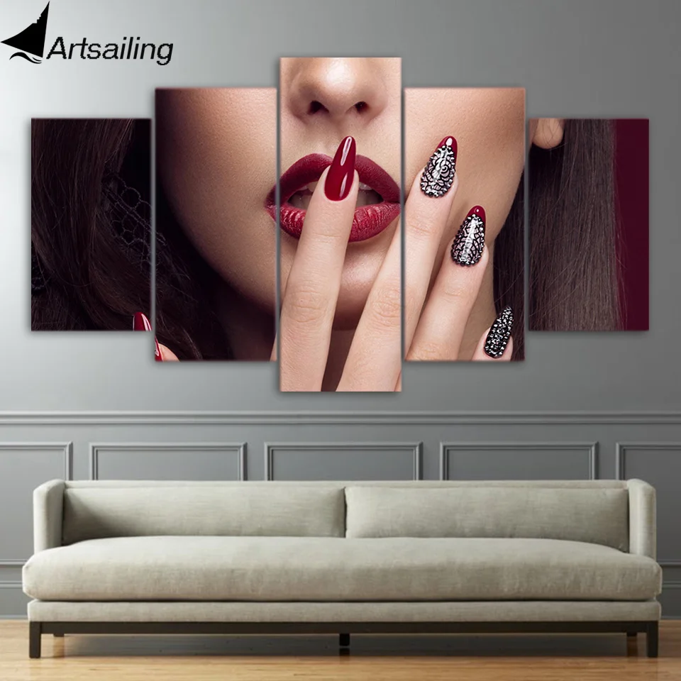 Декоративные картины artsail 5 шт. плакат с сексуальными женскими губами и ногтями