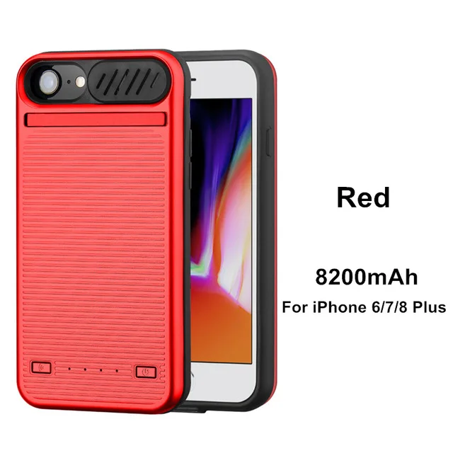 Red For 6 7 8 Plus Внешний внешний аккумулятор 8200 мАч для iPhone 6s 7 8 Plus чехол 5800 мач чехол для зарядного устройства для iPhone 6 6s 7 8 power Cas - Цвет: Red For 6 7 8 Plus