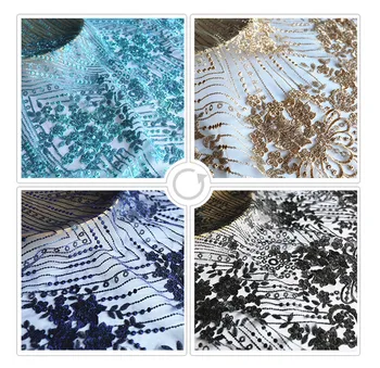 

2016 3MM gold piece of embroidered cloth burst model women's wear fashion dress fabric wedding dress lace fabric