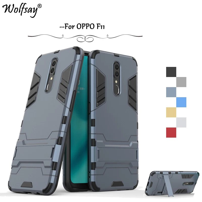

OPPO F11 Case Luxury Robot Armor Rubber Silicone Slim Hard PC Phone Case For OPPO F11 Back Cover For OPPO F11 Kickstand Fundas