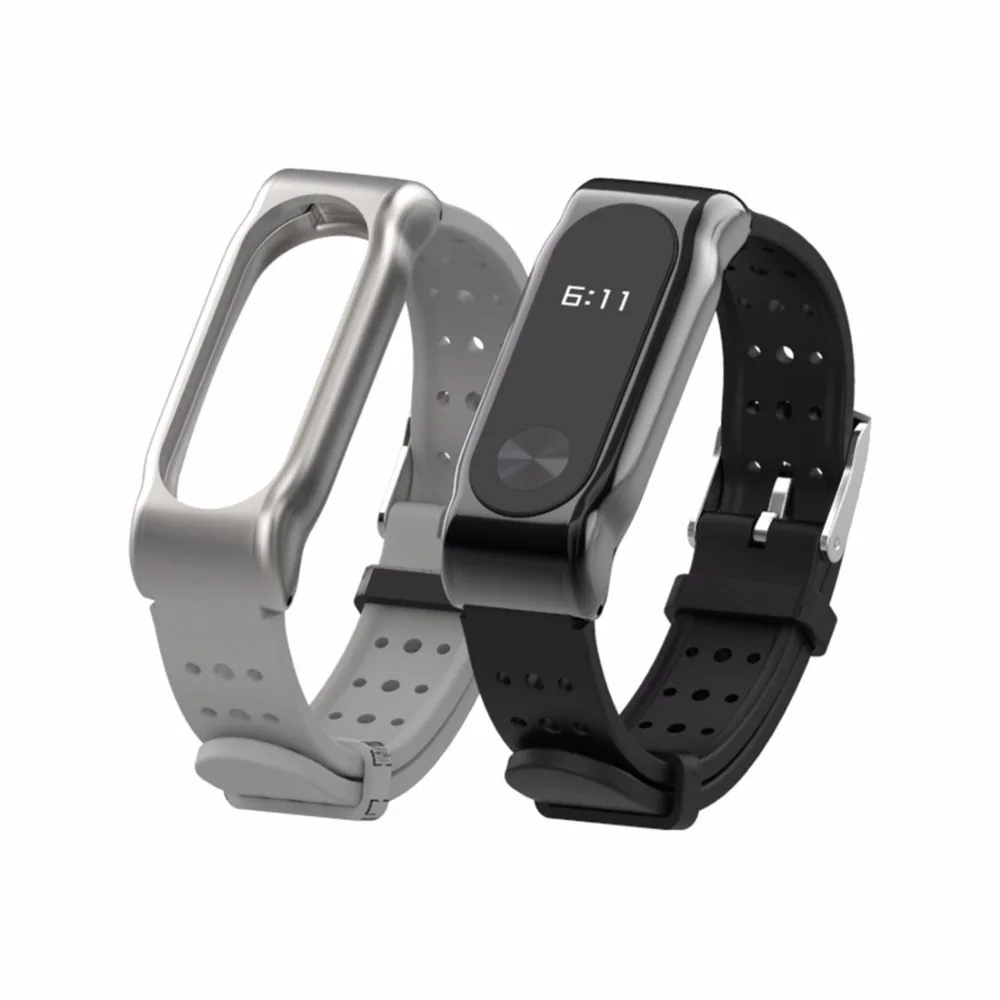 

Xiaomi mi Band 2 strap bracelet miband Sport wrist band breathable silicone watchband replacement stainless steel buckle