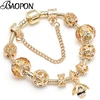 BAOPON Luxury Crystal Bees Gold Color Charm Bracelet For Girl Murano Glass Beads Fine Bracelet For Women Couple DIY Jewelry Gift ► Photo 1/6