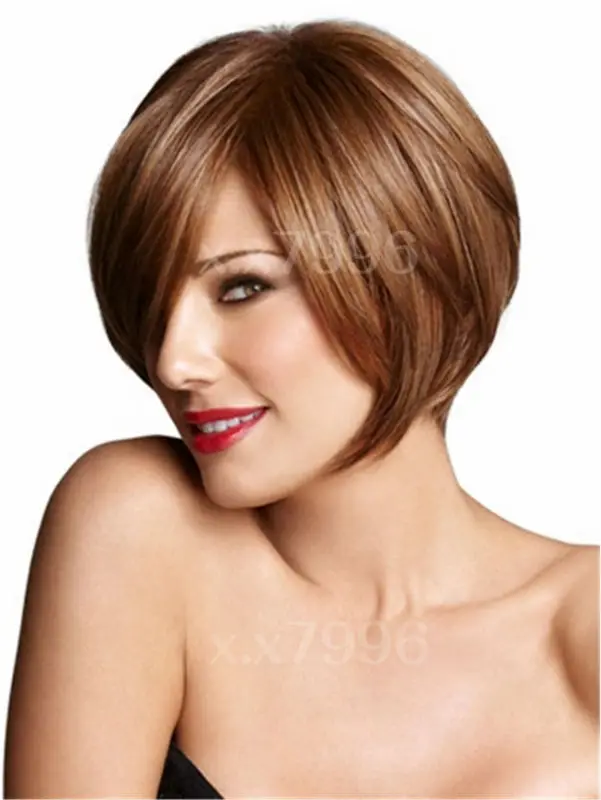 Sexy Female Short Straight Bob Wigs Synthetic Fake False Hair Heat Resistant Natural Brown Women's + free wig cap sw0009 |