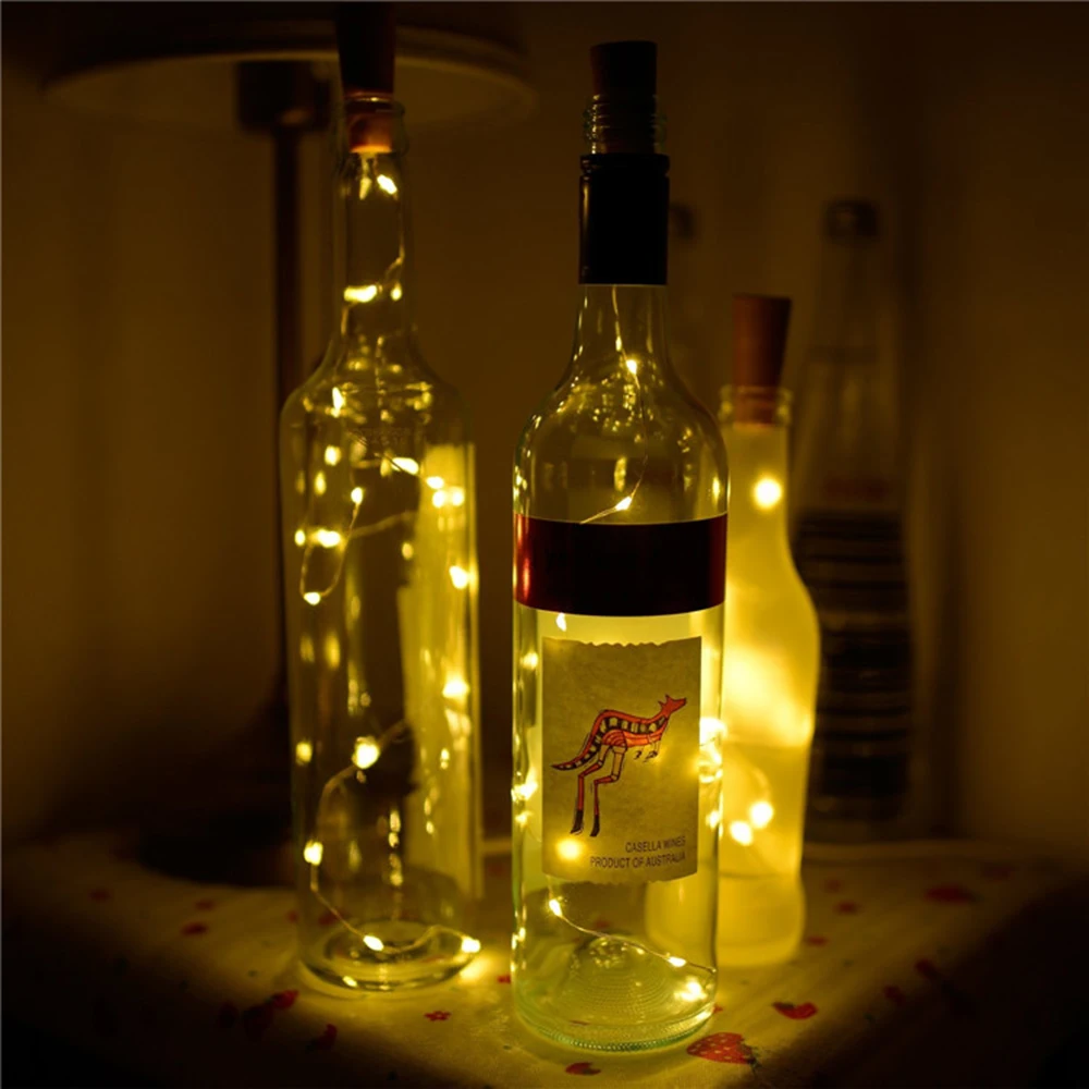В форме пробки бутылки вина пробки огни Солнечный светодиодный свет шнура 10 светодиодный s стеклянная бутылка вина Фея гирлянда, рождественские украшения HQ