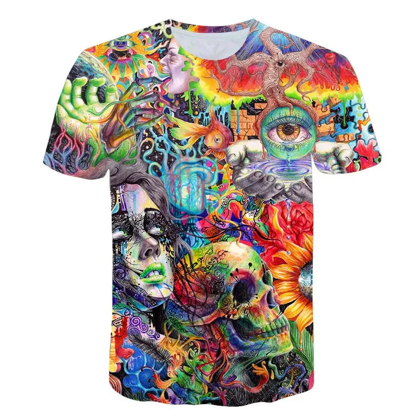 Prezzo Antico Conoscenza T Shirt psychedelic 3d Stampa della maglietta Delle Donne Degli Uomini di Modo di Abbigliamento Magliette e camicette Abiti Magliette di Stile di Estate