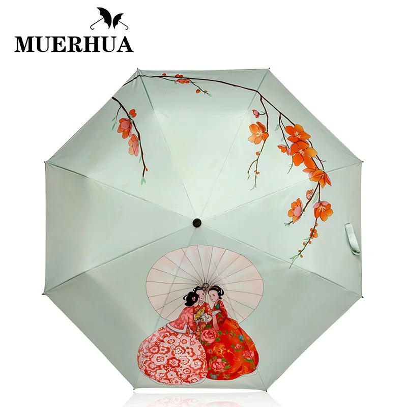 

MUERHUA Cute Sun Protected Umbrella Portable Pocket Compact Folding Wind Resistant Anti-UV Umbrellas Women Parasol