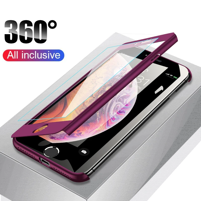 

360 Full Protective Phone Case For iPhone 8 7 6 6s 7 Plus 5 5s SE Anti-knock Case For iPhone 7 8 Plus 6 5S 6s Case Cover