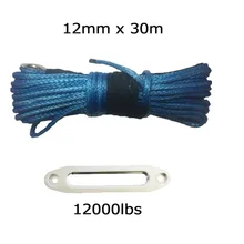 12 мм x 30 м синтетический трос лебедки с 12000lbs hawse обтекатель для 4wd восстановления