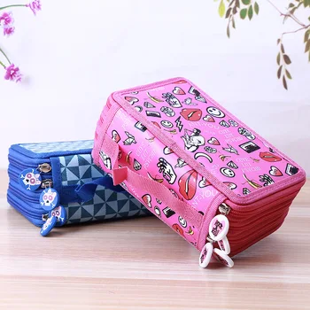 Cute School Pencil Case Kawaii Cartoon Penality Penalty Pencilcase Large 72 Holes 4 Layers Pen Bag Kids Boys Girls Pen Box Pouch sketch school pencil case 72 holes penalty pencilcase large zipper pen bag four multi layers boy girls set box stationery pouch
