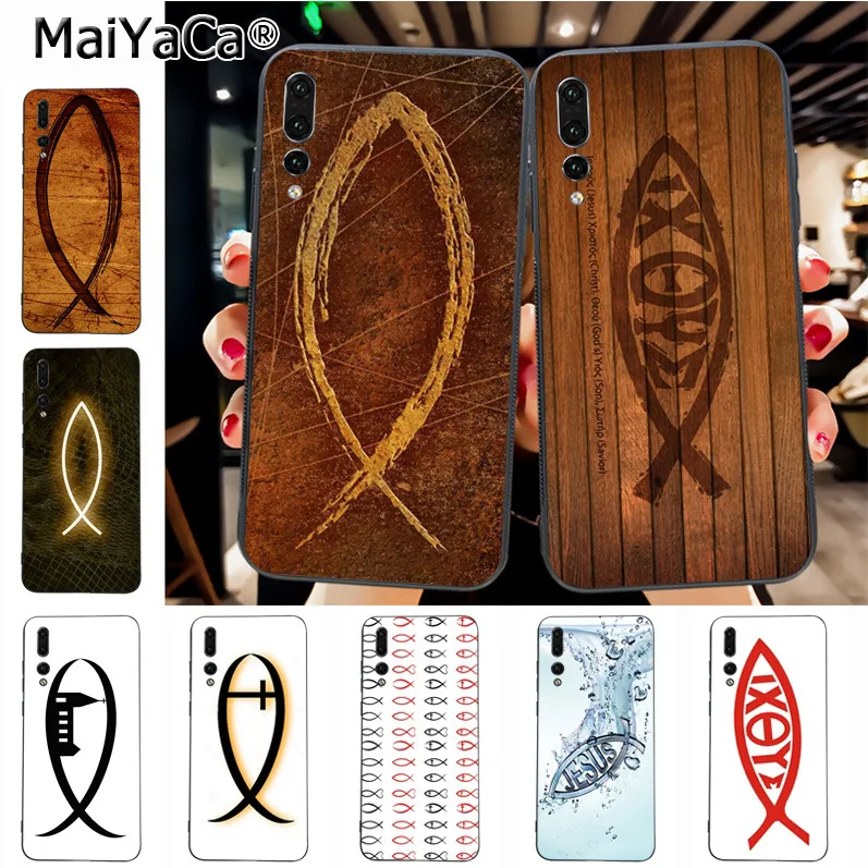 

Maiyaca Jesus Fish Novelty Fundas Phone Case Cover for Huawei Honor 9 Honor 10 P20 case Coque