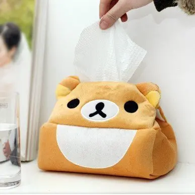 

Aeruiy cute soft plush Rilakkuma bear/yellow chicken paper extraction box, home/family/car decoration,creative birthday gift 1pc