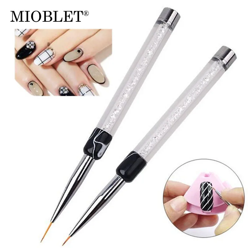 New 1Pcs Nail Brush 7/14mm Crystal Acrylic Nails Art Brushes UV Gel Painting Line Brush Nylon