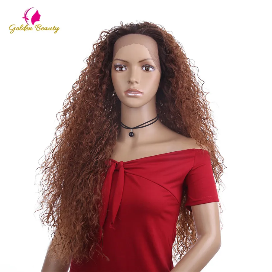 26inch Dark Brown Long Kinky Curly Wig Lace Front Wigs African American Synthetic Wigs for Women Golden Beauty 26inch Dark Brown Long Kinky Curly Wig Lace Front Wigs African American Synthetic Wigs for Women Golden Beauty