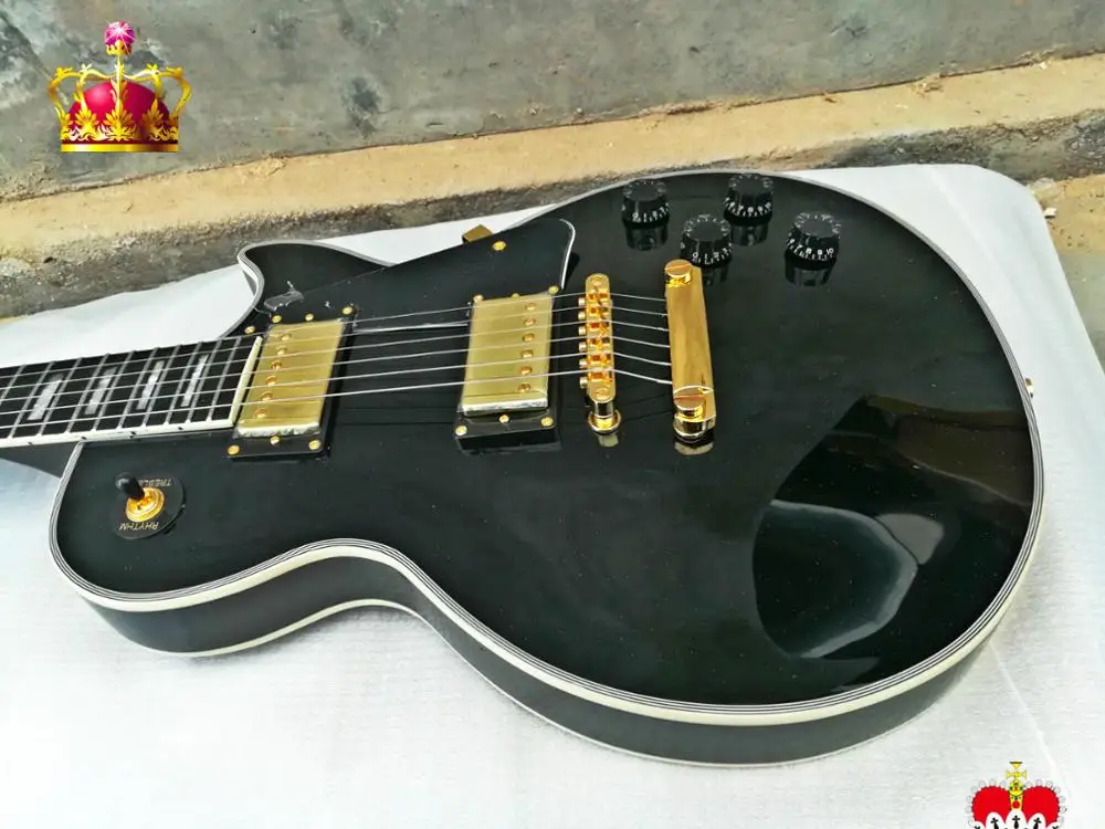 

Top quality FDLP-3006 black color solid body rosewood fingerboard gold hardware custom electric guitar, Free shipping