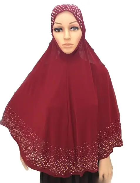 Один кусок Рамадан мусульманские женщины Amira шапочка для молитвы хиджаб шарф головной убор накладные крышки Khimar исламский головной платок полное покрытие шаль - Цвет: Dark Red