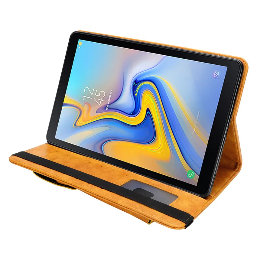 Case for Samsung Galaxy Tab A A2 10.5'' T590 T595 With Pencil Holder Leather Flip Case Wallet Card Slot Smart Cover Sleep Awake (110)