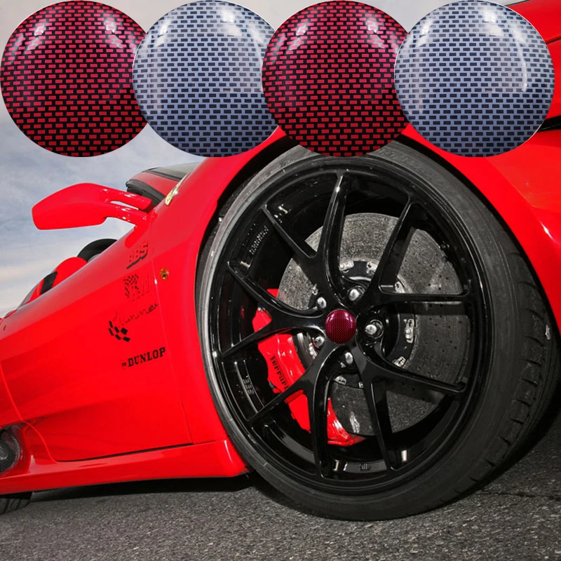 

ANTINIYA 4Pcs/set 56mm Red&black Grid Car Styling Sticker Car Wheel Center Hub Cap Cover Auto Emblem Badge Decoration