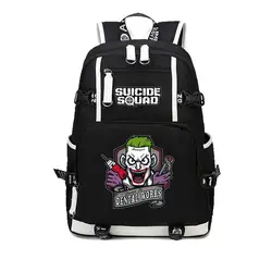 17 дюймов самоубийство рюкзак отряда для подростка детская Харли Квинн, Джокер школьные сумки на ремне сумка для мальчиков и девочек холст