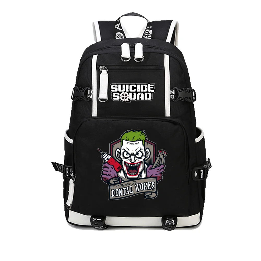 17 Inch Suicide Squad Backpack For Teenager Children Harley Quinn Joker School Bags Shoulder Bag