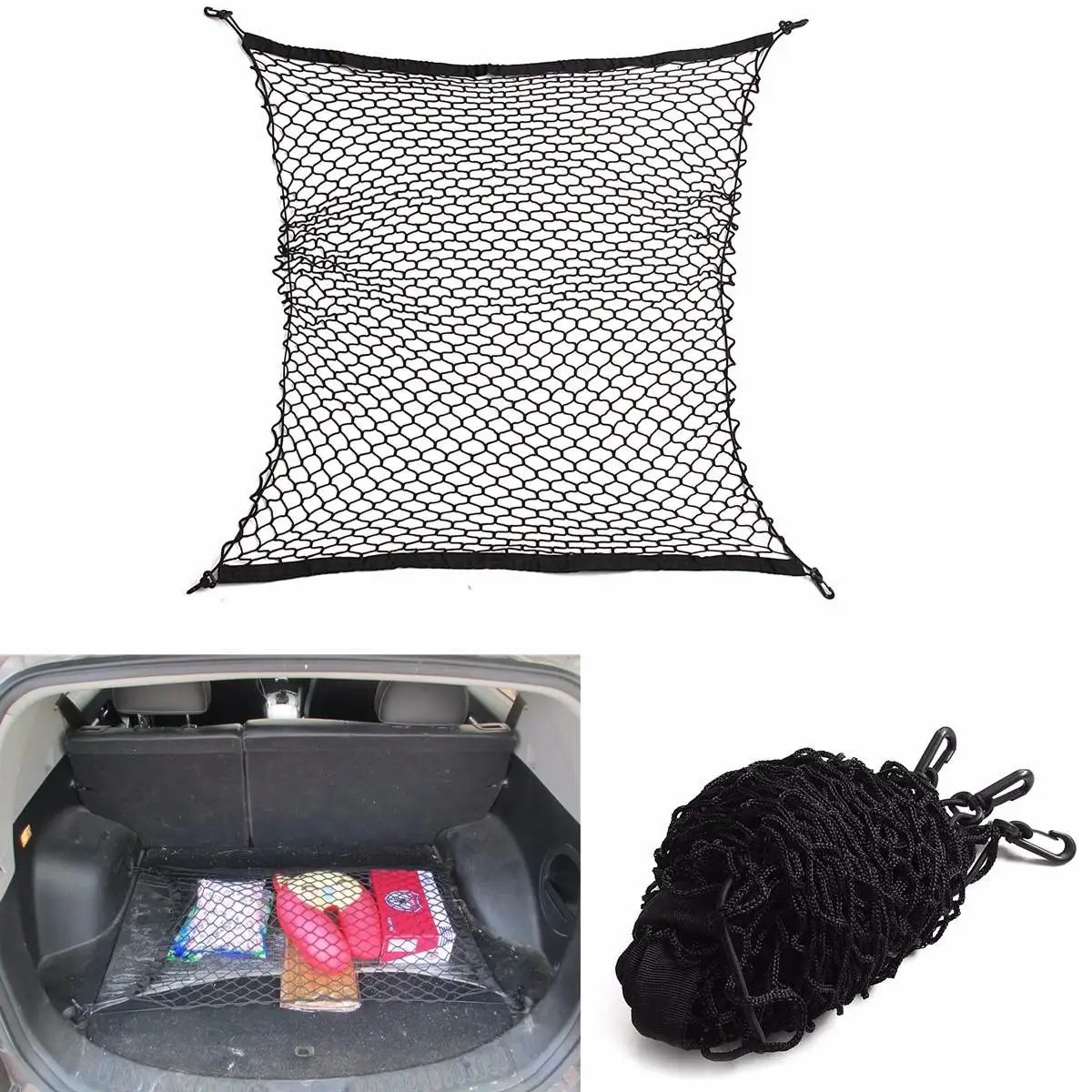 

100x100cm Universal Car Seat Back Storage Mesh Net Rear Cargo Trunk Storage Organizer Luggage Swing Mesh Nets Holder