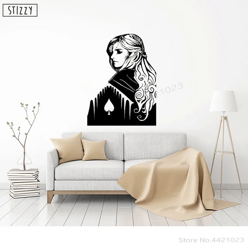 

STIZZY Wall Decal Art Mural Modern Cards Game Queen Spades Wall Stickers Livingroom Design Accessories Removable Decor Gift B399