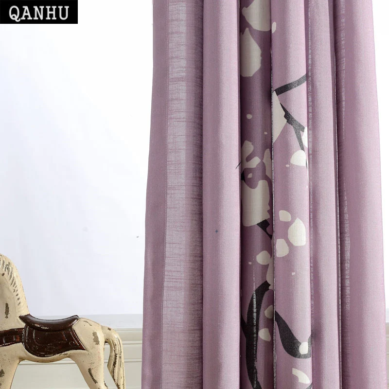 

Qanhu Autumn Leaves Blackout Curtains For Bedroom Polyester/cotton Comfortable Curtain Set The Living Room Salon Rideau