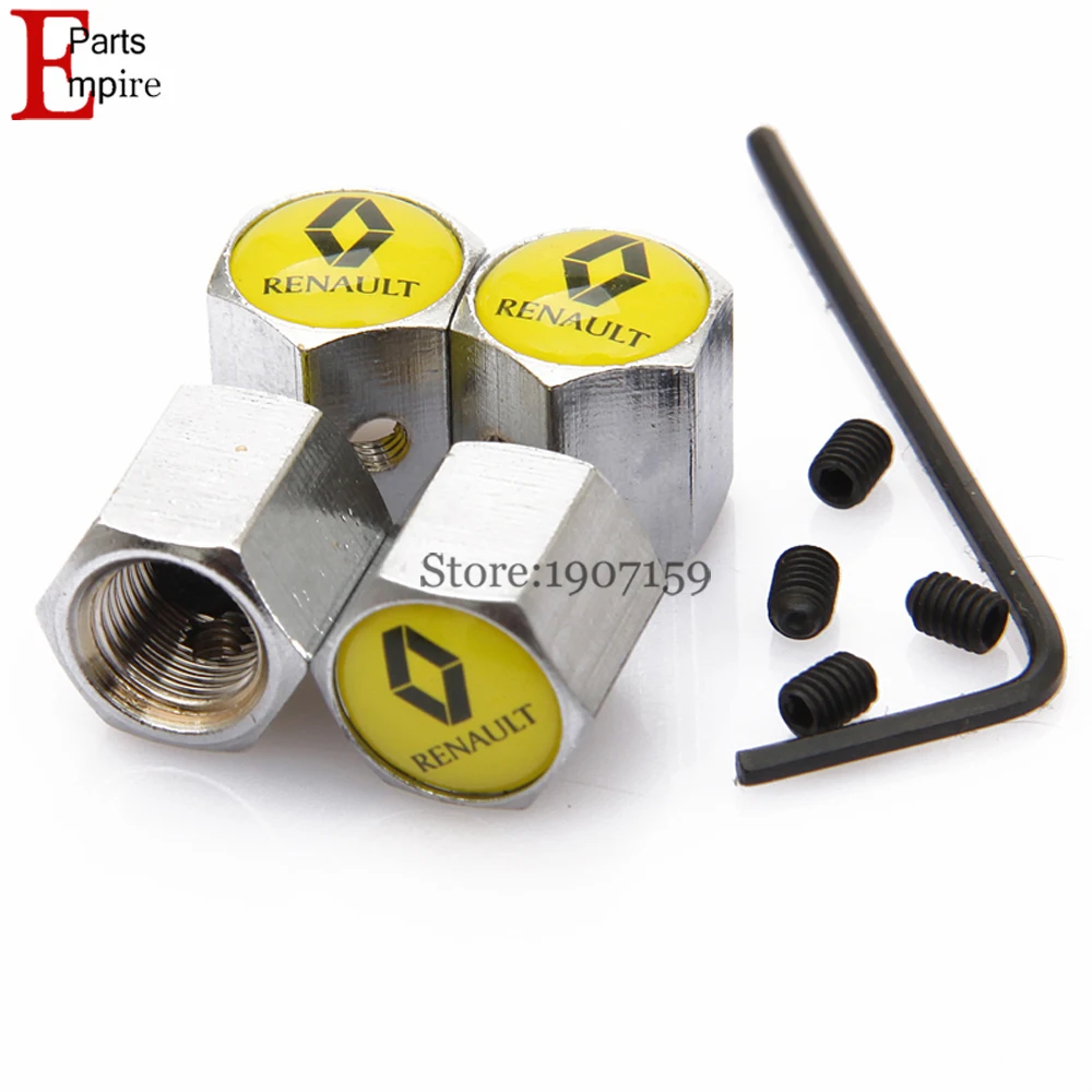 

4Pcs/set Car Stainless Steel Airtight Cover Anti-theft Wheel Tire Valve Caps Stems For Renault Clio Captur Koleos Fluence Megane