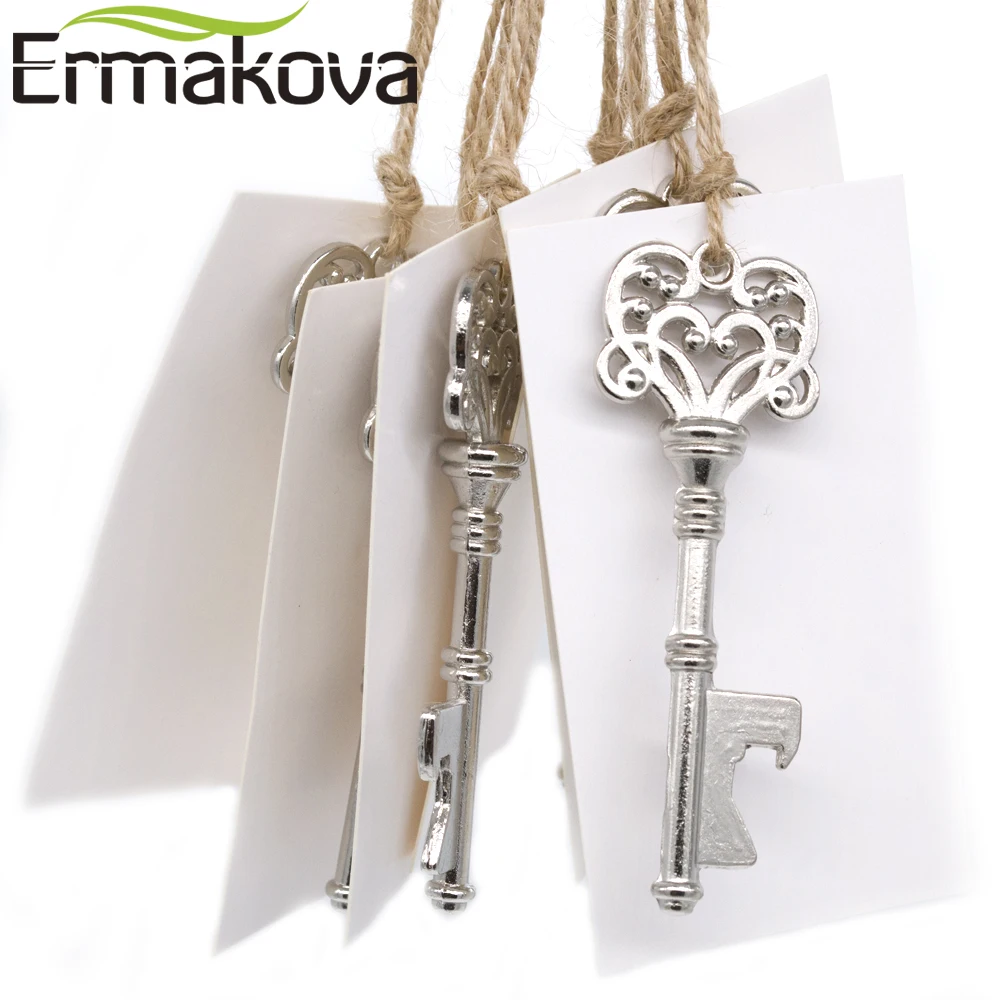 ERMAKOVA 50 шт./лот металлический скелет ключ бутылки Свадебные сувениры подарки