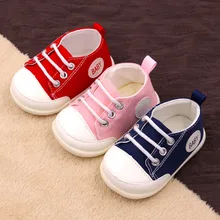 

2018 Spring Autumn New Canvas Sport Baby Shoes Boys Girls First Walkers Canvas Shoes Lace-up Baby Girls Sneaker Prewalker