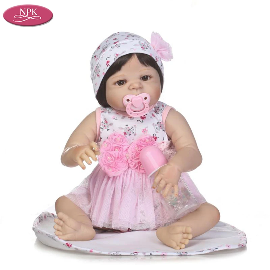 NPK Simulation 3 Month Baby Size Lifelike Reborn Baby Doll Girl Full Body SIlicone Vinyl Newborn Babies Bathe Toys Child Gifts  (1)