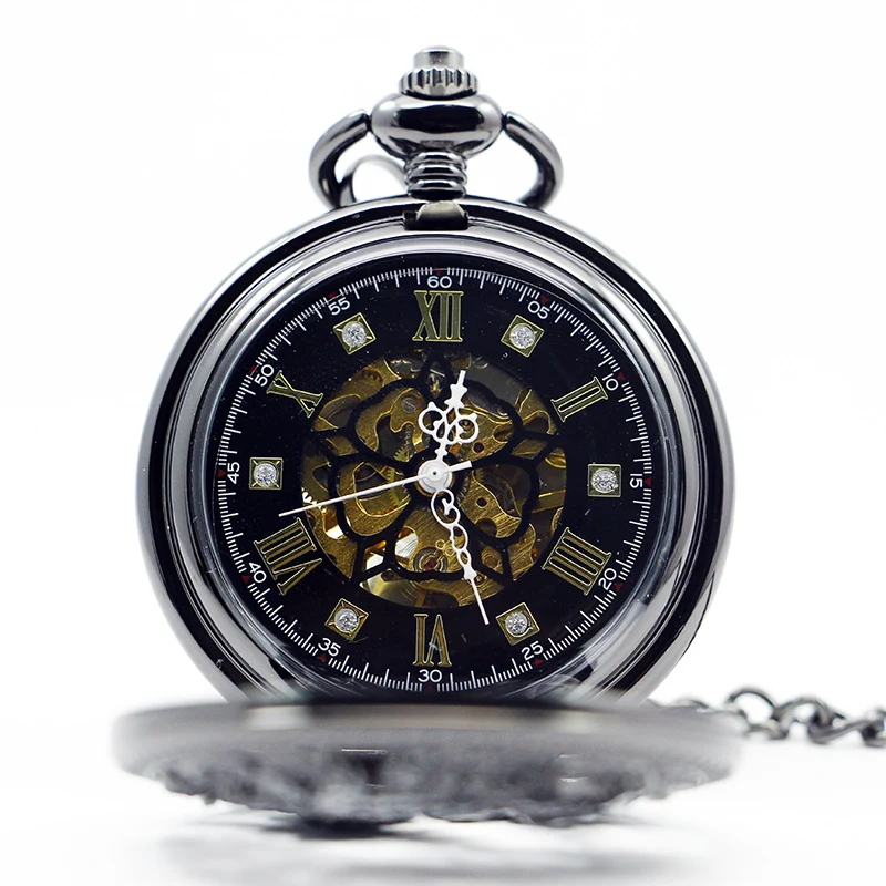 Стимпанк Механический карманные часы для мужчин Винтаж Скелет Античная Элитный бренд цепочки и ожерелья карман брелок часы цепи