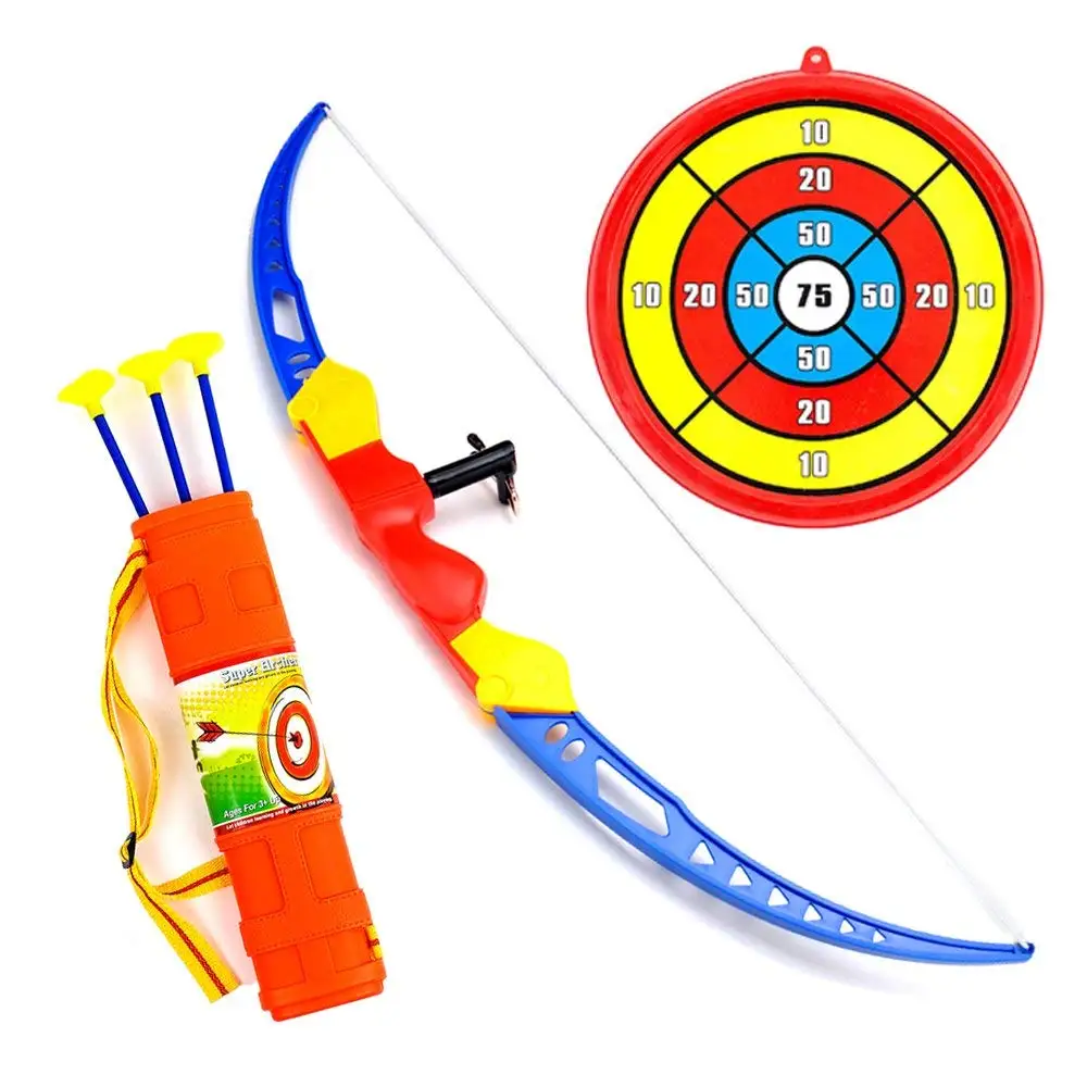 

Bow and Arrow for Kids - 13-inch Archery Bow with 3 Suction Cups Arrows, Target, and Quiver - Practice Outdoor Toys for Children