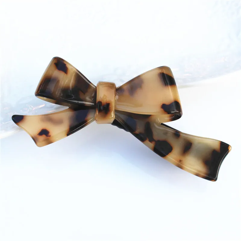 

Buena Top Quality Fancy Leopard Hair Barrettes Bow Cellulose Acetate Charming French Barrette SA048