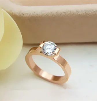 

Top Brand Style Solid 18K Rose Gold Ring 1Carat Round Brilliant simulate Diamond Female Marriage Ring Authentic Gold Au750 Ring