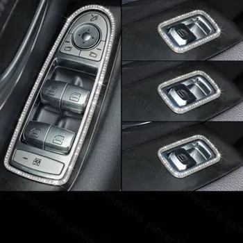 

4x Silver Diamond Style Window Lift Trim Cover Fit For Benz GLC Class X205 2016 2017
