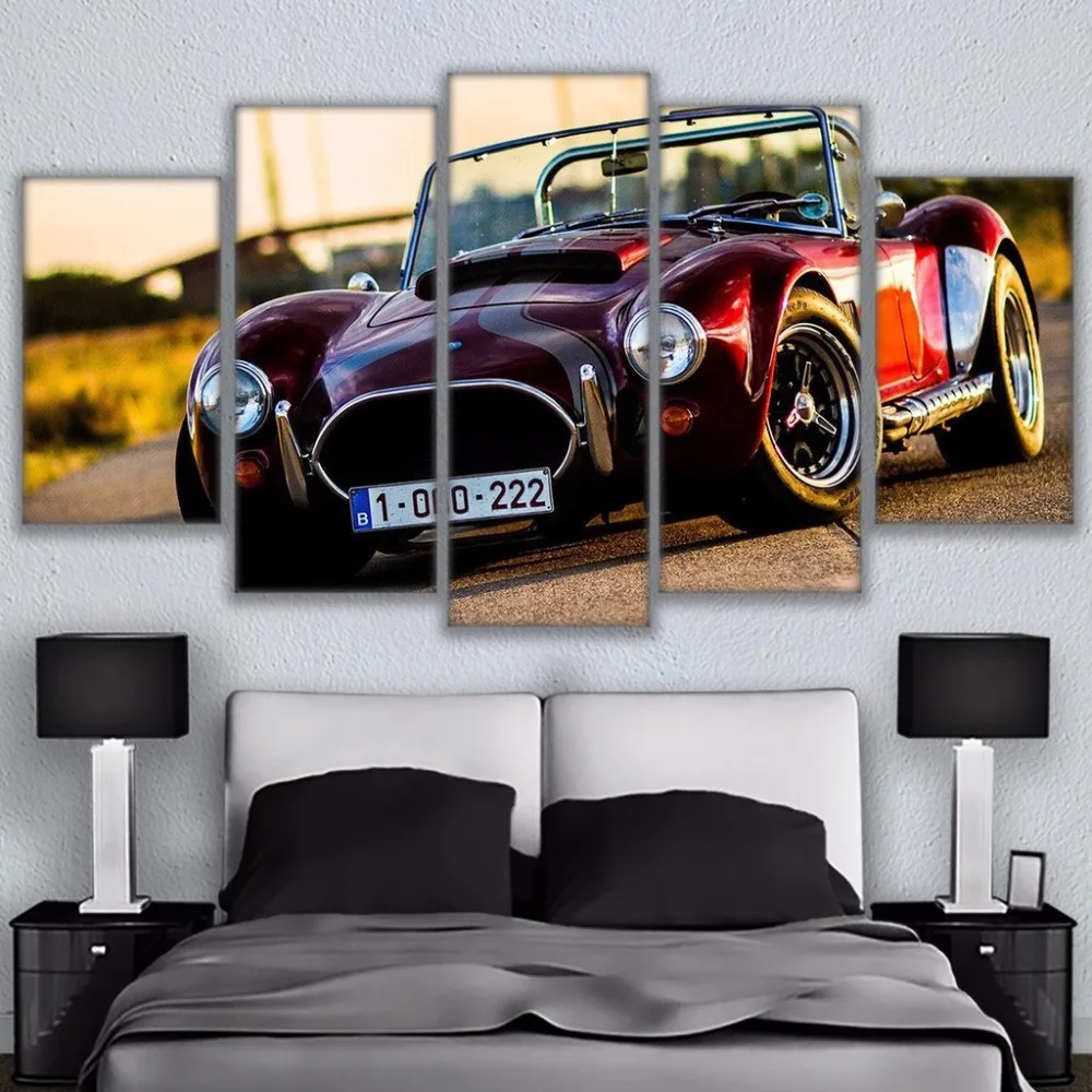 

Canvas Pictures HomesDecor For Living Room HD Prints Poster Frameworks 5 Pieces Red Luxury Sports Car Printings Wall Art Frames