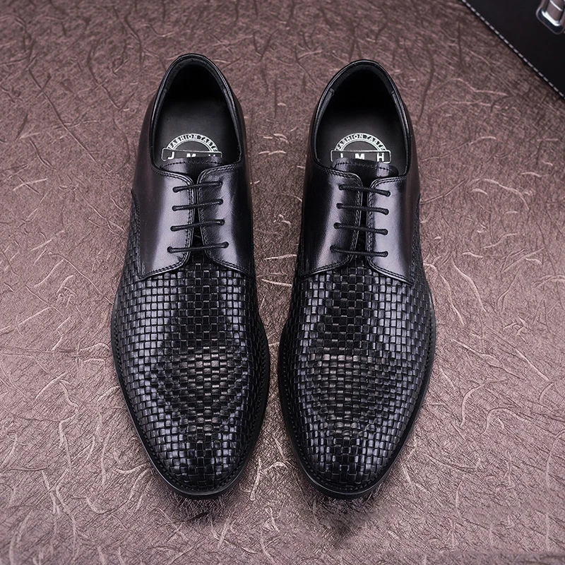 

MYCORON Comfortable Leather Men Dress Shoes Wedding Male Business Boots Oxfords Black Shoes Social Chaussures Hommes En Cuir