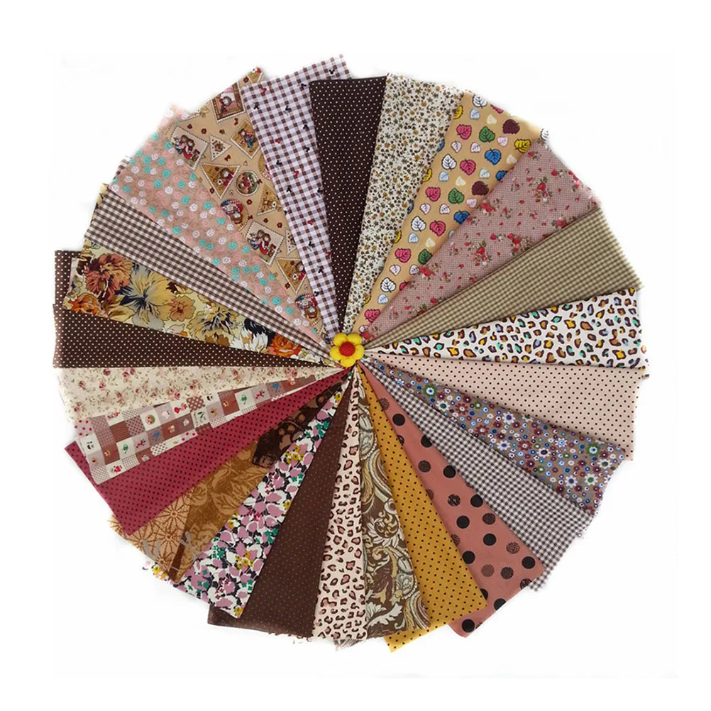 25pcs Quilting Sewing Patchwork Fabric Cloth Fat Quarter Bundle Vintage