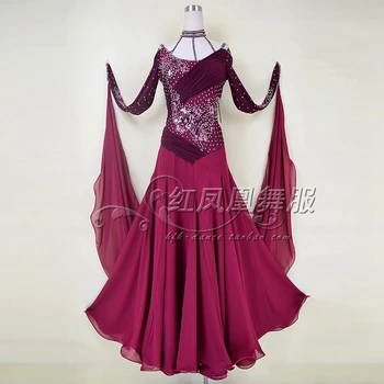 

New Ballroom dance costumes sexy senior embroidery spandex ballroom dance dress for women ballroom dance dresses S-4XL BR350