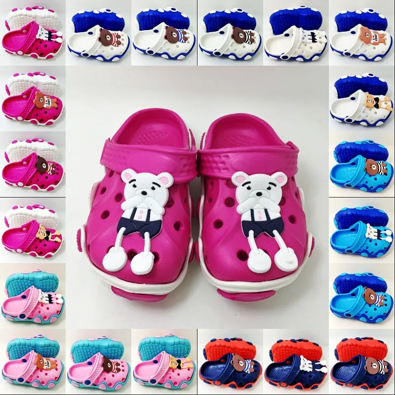 Children Boys Girls Garden Beach Clogs Cartoon Brown Bear Kids EVA Slip On Sandals Slippers Shoes