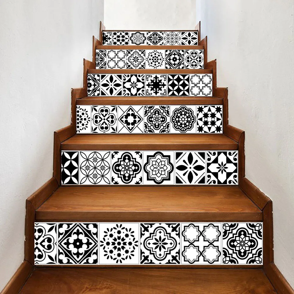

Geometry Pattern Retro Arabian Tile Stickers For Corridor Self Adhesive PVC Stairs Mural Home Decor Art Wallpaper Creative Decal