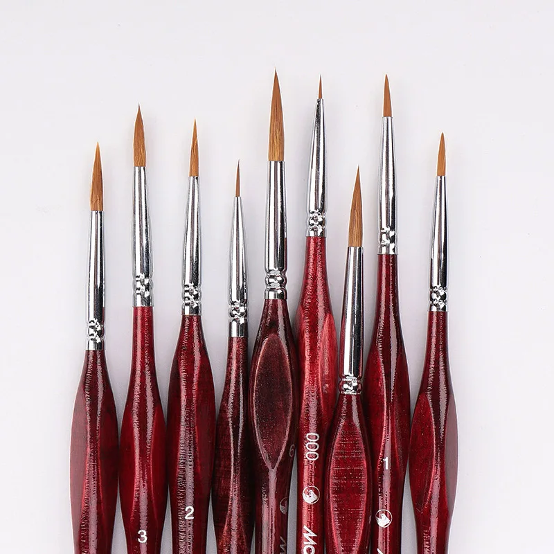 Koop 9 stks set Aquarel Borstel Pen Wolf Haar Miniatuur Penselen Set Professionele Art Penselen Voor Olie Acryl Schilderen Leveringen