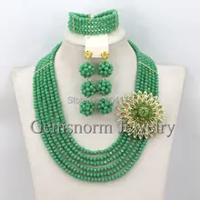 Изящные зеленые Африканские Ювелирные наборы Новые Бусины Кристалл Люкс Цепочки и ожерелья комплект Дубай комплект украшений gs820