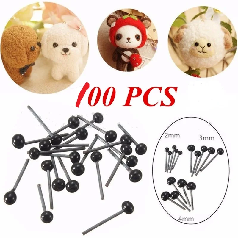 

100pcs/set Glass Eyes Baby Dolls Accessories 2/3/4mm Needle Felting Toys For Children Teddys Bears Dolls Animals Black Eyes