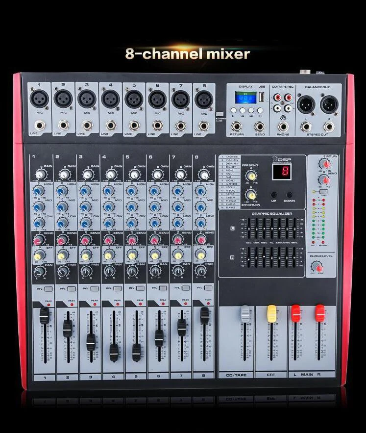 8 каналов хорошее качество лидер продаж USB профессиональный аудио DJ микшер