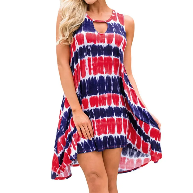 HOT sell Dress summer beach dress Loose Women's Casual Sleeveless Print Spin Me Round Floral Tank Shift Midi Dress robe J07#N (6)