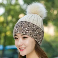 Для женщин Кролик Мех животных мяч pom Leapord шляпа Женская зимняя обувь шерсть осень Обувь для девочек трикотажные шапочки Мех животных мяч Кепки дамы теплый толстый шляпа