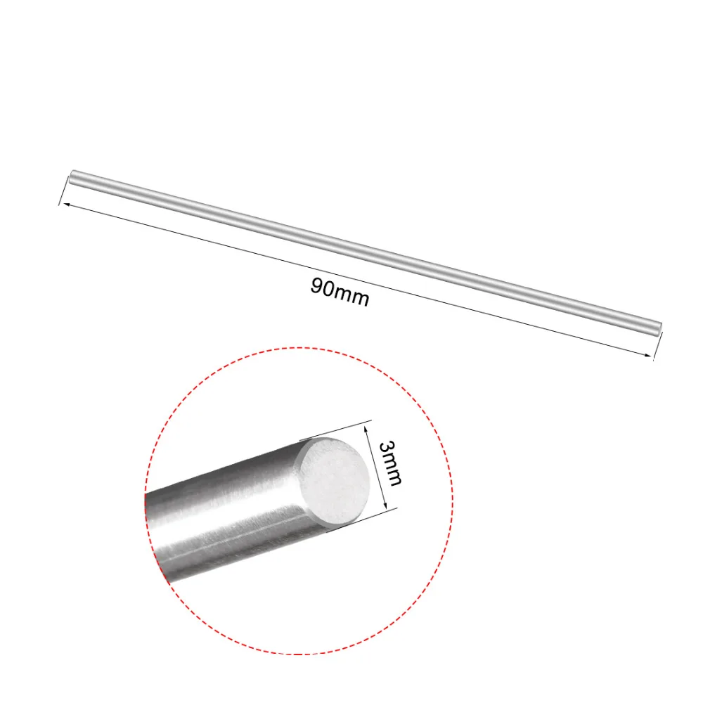 

UXCELL Newest 5Pcs 60/70/80/90/100mm Long 3mm Dia. Stainless Steel Shaft Round Rod for DIY Toy RC Car Helicopter Model Part