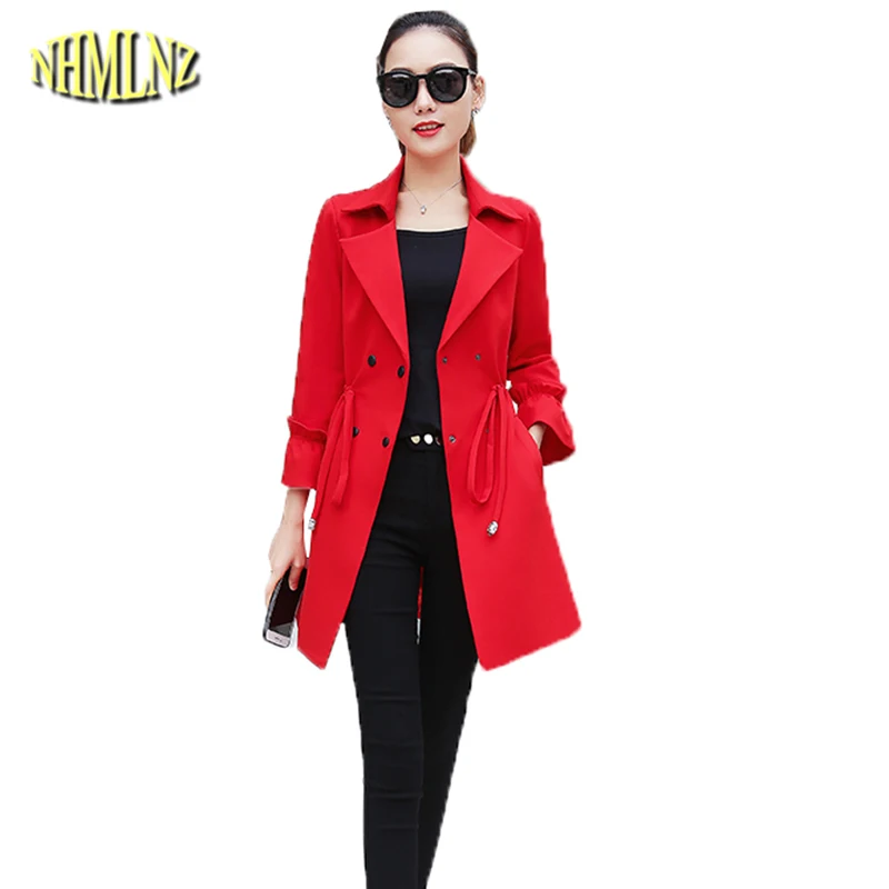 

Med-length Coat Women Autumn 2018 New Solid Trench Coat Long sleeve Sslim fit Windbreaker Female Fashion Casual Trench DAN351