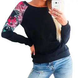С цветочным принтом в стиле пэчворк Повседневное пуловеры Harajuku Осень футболки зима Для женщин толстовки тянуть роковой Перемычка M0174